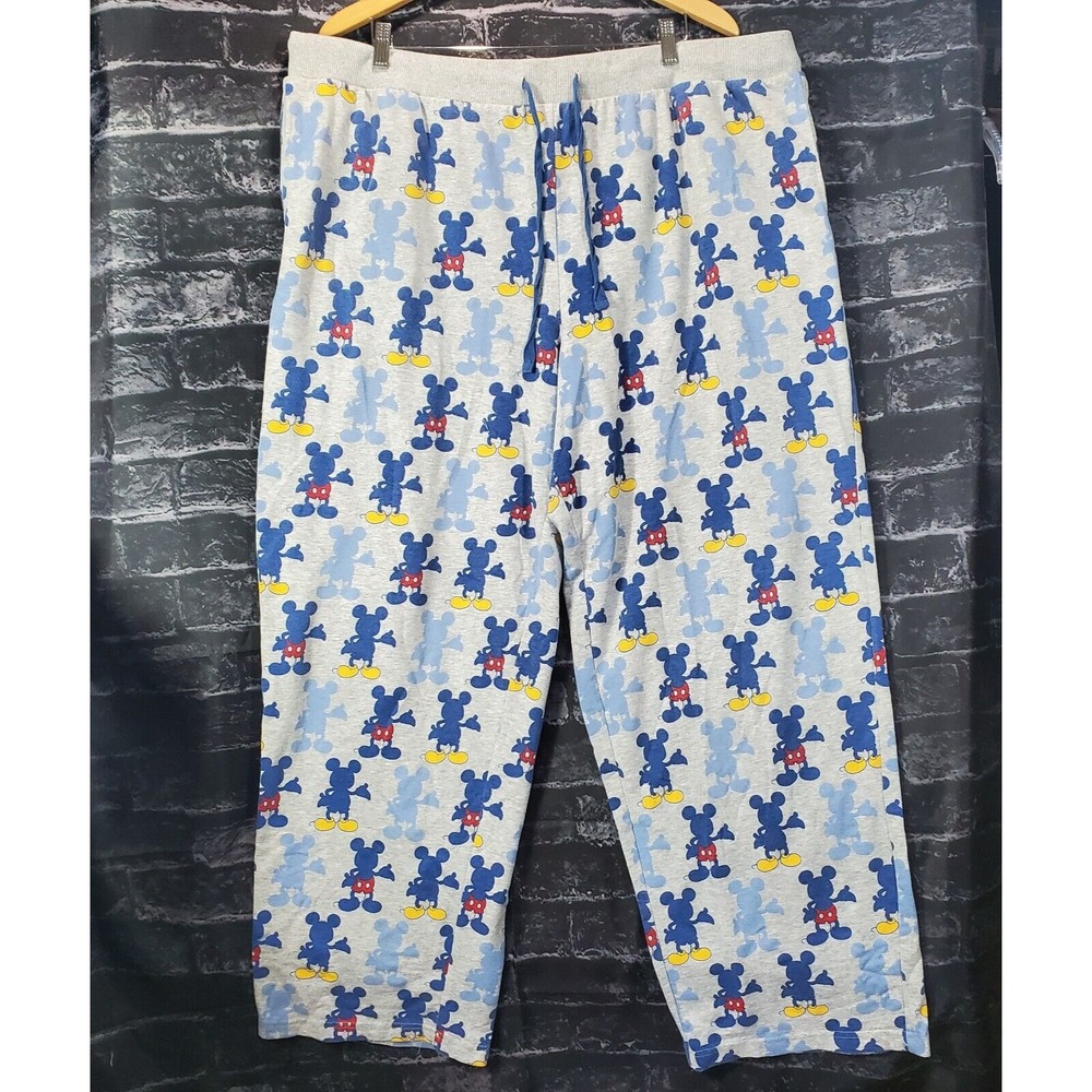 Disney Mickey Mouse Pants Womens 2XL Gray Blue Lounge Sleepwear‎ Cozy Cartoon